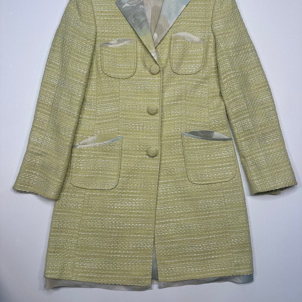 Sigrid Olsen Collection Tweed Long Blazer with Contrasting Lining Size 2